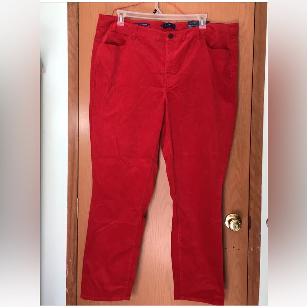 NWT Talbots Flawless Women's High Rise Straight Leg Velvet Pants Red Size 20W